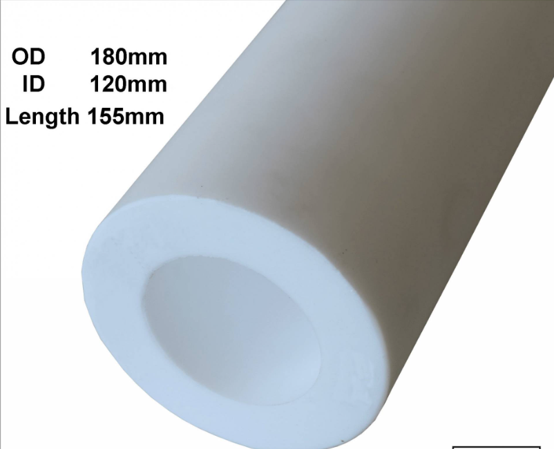 PTFE HOLLOW ROD OD 180MM X ID 120MM X 155MM L WHITE COLOR TUBE HOLLOW PIPE BUSH ROUND BAR