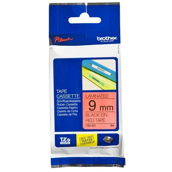 Brother TZe-421 Black on Red (9mm) Tape