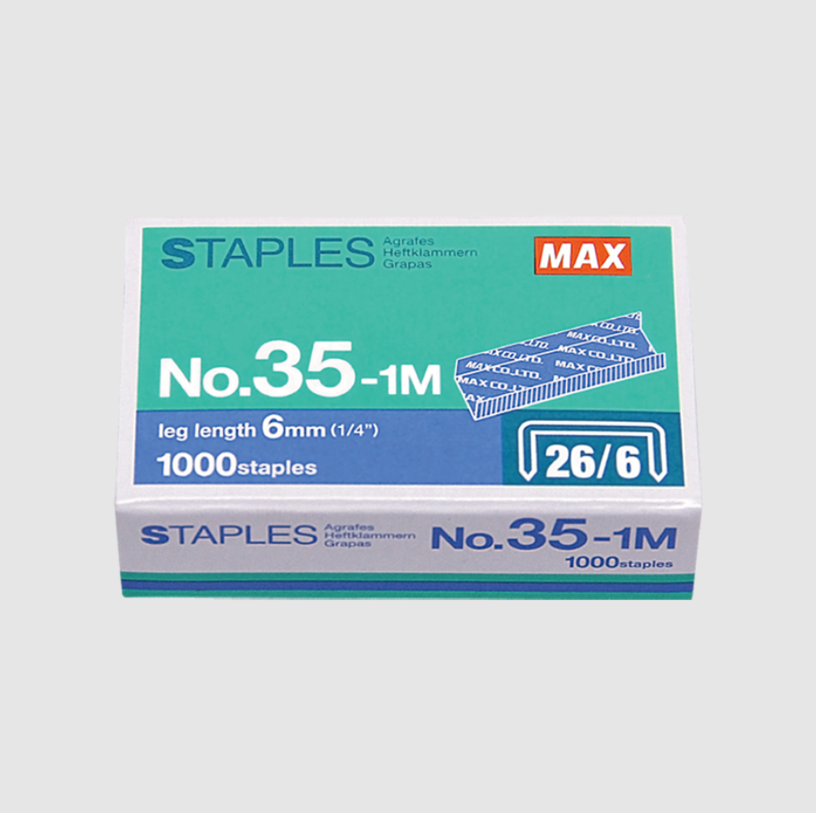 MAX NO. 35-1M (26/6) STAPLES BULLET (1000 PCS)