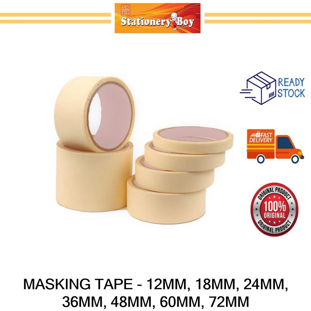 Masking Tape / Pita Pelekat - 12mmx13m, 18mmx13m, 24mmx13m, 36mmx13m, 48mmx13m, 60mmx13m, 72mmx13m