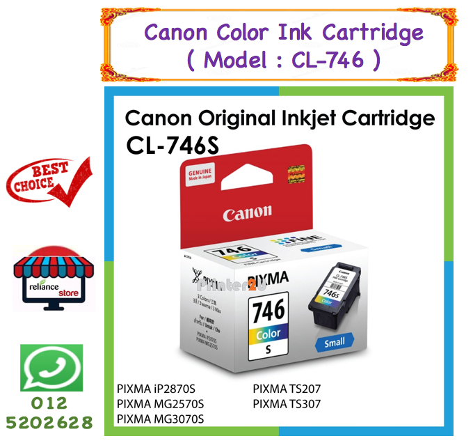 Canon Ink Cartridge CL-746 (Color Ink) / Canon CL746 Color Ink / Canon IP-2870 Ink / Canon MG-2570 Ink # 100% Original # Printer Model : Canon Inkjet Pixma IP-2870 / MG-2570 / MG-3070 # RP-0032 ( KTT : 1 Unit )