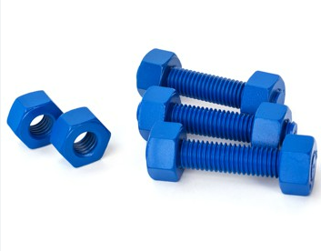 *Studbolt c/w 2x Heavy Hex Nuts ASTM A193-B7 (bolt) & A194-2H (nut) Zinc Nickel plated, Xylan1424 blue coated Dim : 5/8" - 11UNC x 100mm(L)