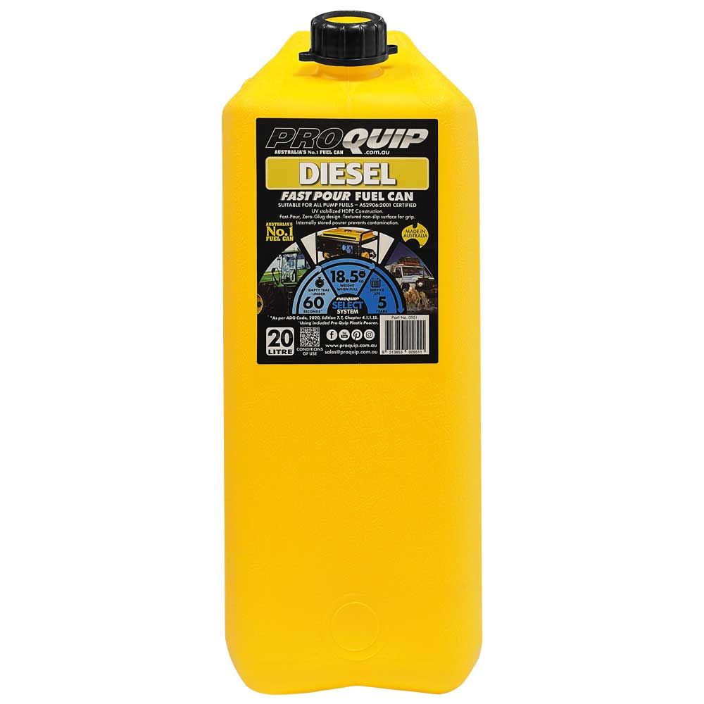 PRO QUIP 20L Yellow Plastic Jerry Can (Diesel)