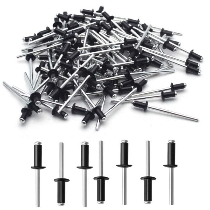 50pcs Aluminium Blind Rivets Black Pop Rivets Mushroom Head Break Mandrel Blind Rivets Nail Pull Rivet Core Rivet M4 M5