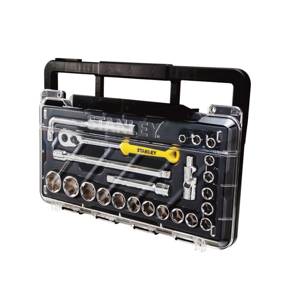 PREMIUM STANLEY STMT-74726-8C 74726 23PCS 1/2" 12PT CRV FLEX WRENCH METRIC MODULE BOX SOCKET SET (8-32MM)