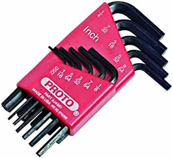 PROTO *PROTO J4981 Hex Key Set, L-Shaped, SAE, Short Arm, Black Oxide Finish