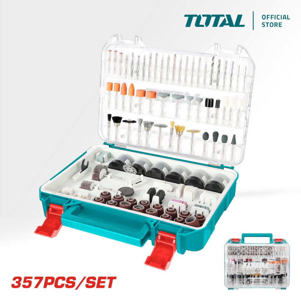 TOTAL ACCESSORIES FOR MINI DRILL/GRINDER SANDING DISC CUT OFF + GRINDING WHEEL & POLISHING WOOL (357 PCS) TACSD13571