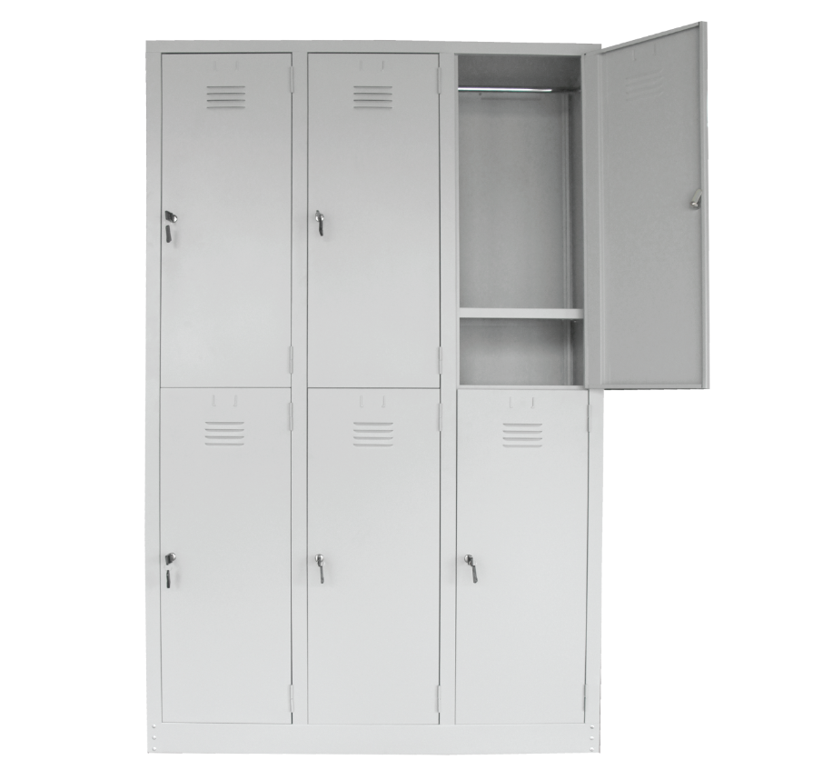 STERLING 6 COMPARTMENTS STEEL LOCKER WITH 1 CLOTH HANGING BAR & 1 FIXED SHELVE AT BOTTOM AT EACH COMPARTMENT (S141/A & S141/AS) / 915mm WIDTH