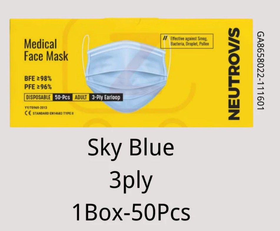 Neutrovis Premium 4ply/ KF94/ KN95 Soft Earloop Medical Face Mask 71258 3ply Blue AD Y-HK-71319-KK