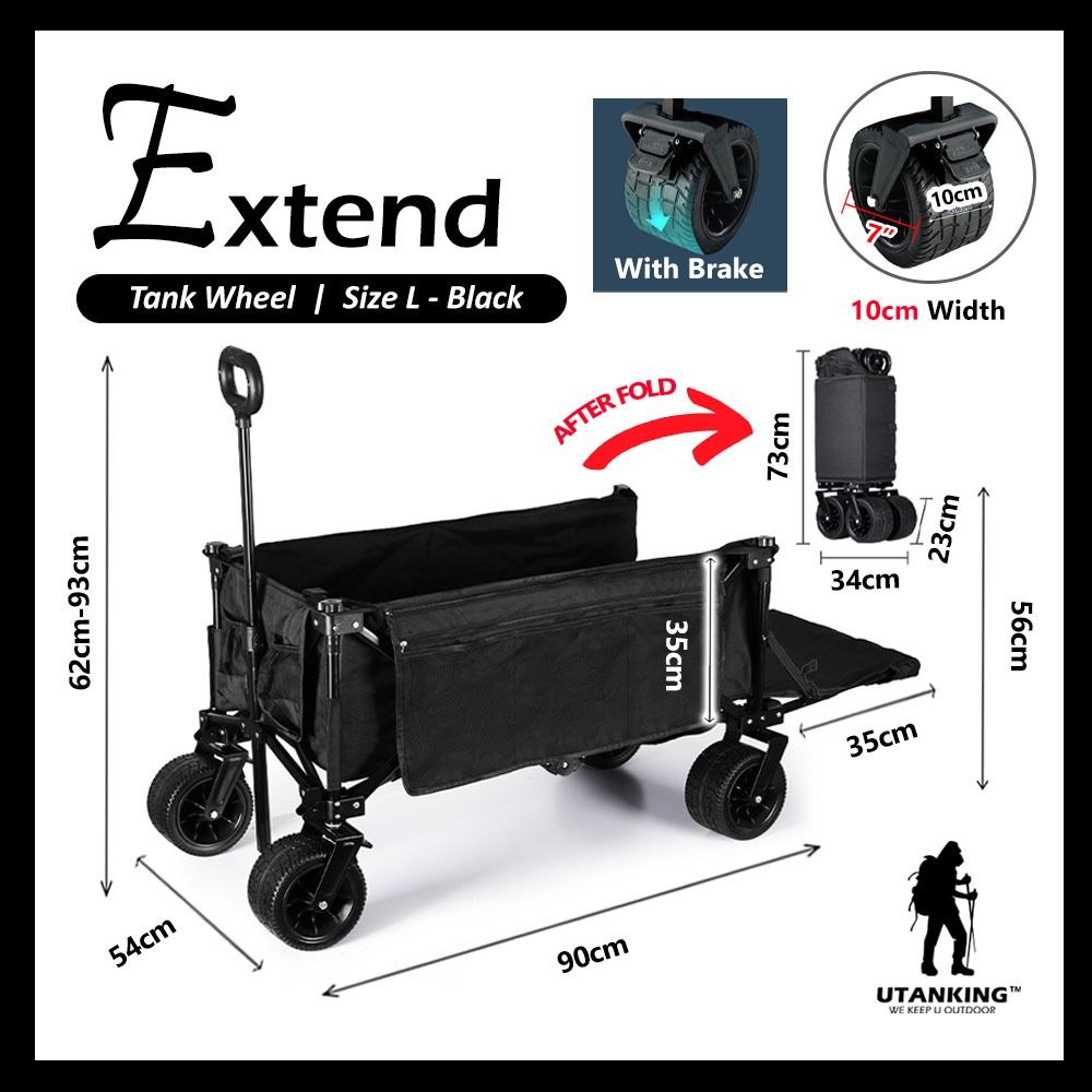 UtanKing™ Foldable Camping Wagon Big Wheel Outdoor Trolley Shopping