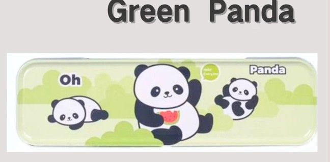 Cute Design Steel Pencil Case Double Layer for Kid / Children metal hadiah sekolah pdpr gift school gift 1pcs B-590-02 Green Panda Y-PCST-107-KK