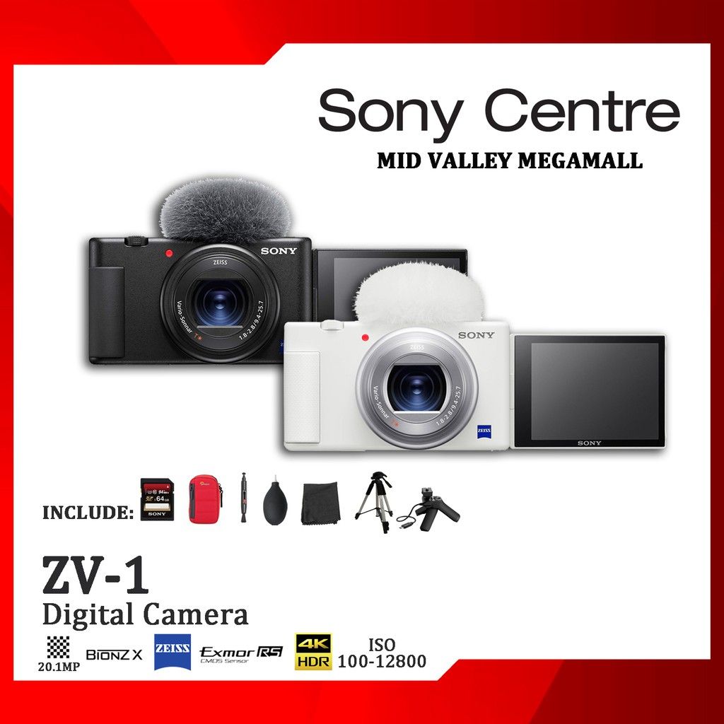 SONY *Sony Digital Camera ZV-1 with Shooting Grip (Black) ZV1 ZV 1 +64GB
