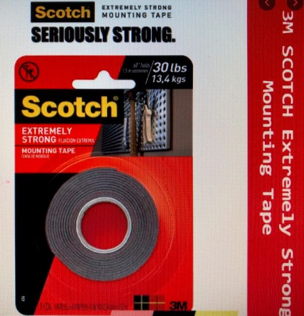 3M Scotch Extremely Strong Mounting Tape Holds up to 13.6kg 2.54cm / 1" x 1.52m