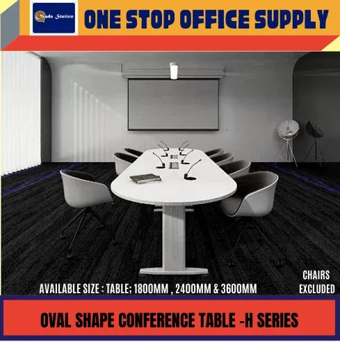 OVAL SHAPE CONFERENCE TABLE -WHITE COLOUR / 6' / 8' / 12' / MEETING TABLE / MEJA MESYUARAT / OFFICE TABLE