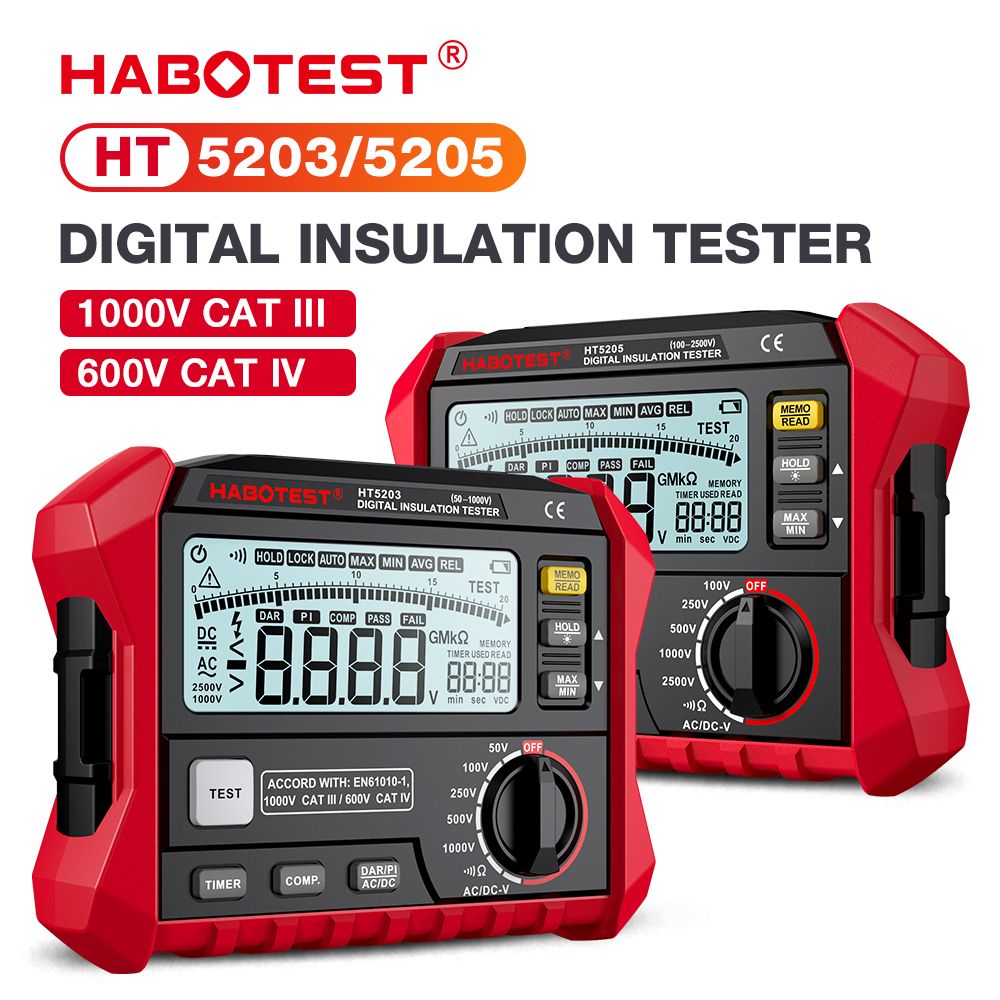 HABOTEST HT5203/HT5205 DIGITAL INSULATION TESTER WITH BACKLIGHT
