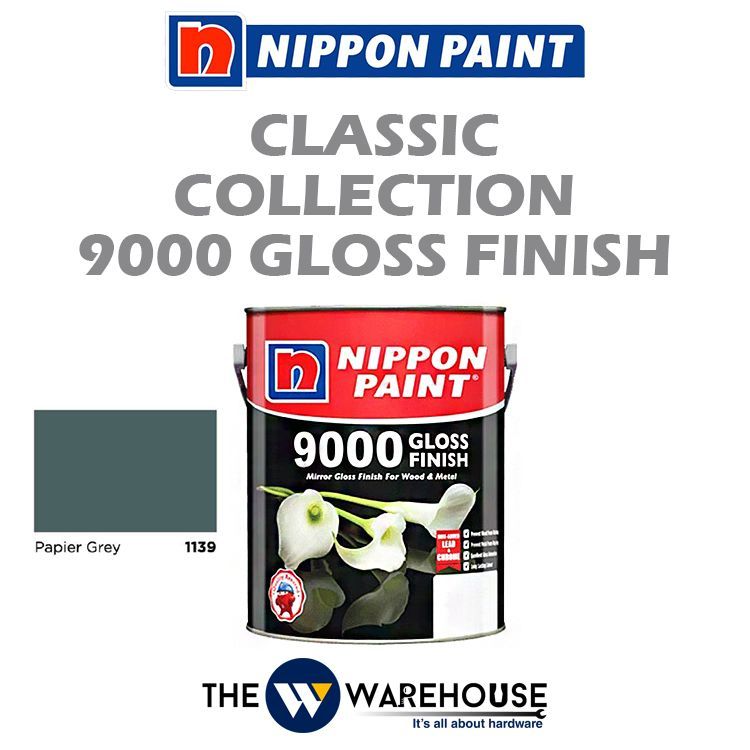 5L Nippon 9000 Gloss Finish Cat Anti Karat Besi Cat Besi Anti Karat High Gloss Paint 5 Liter Nippon Metal Paint (1139 PAPIER GREY)