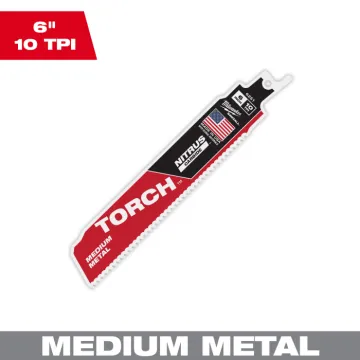 Milwaukee 6" (150mm) 10 TPI TORCH™ w/ Nitrus Carbide SAWZALL™ Blade for Medium Metal (3pcs) 48-47-6351