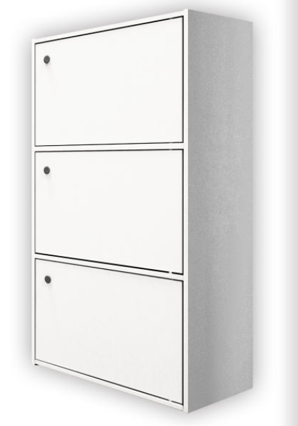 3 DOOR UNIT BOOKSHELF/ 3 TIER UTILITY SHELVING WITH DOORS / 3 COMPARTMENT SHELF WITH DOOR