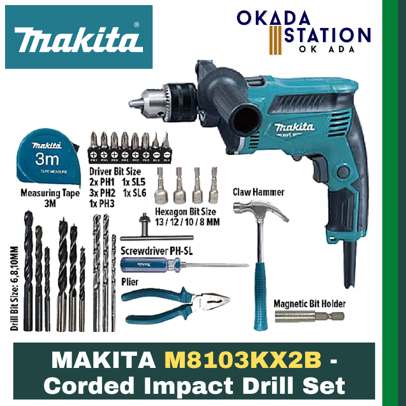 Makita M8103KX2B - Corded Impact Drill (Full Set)