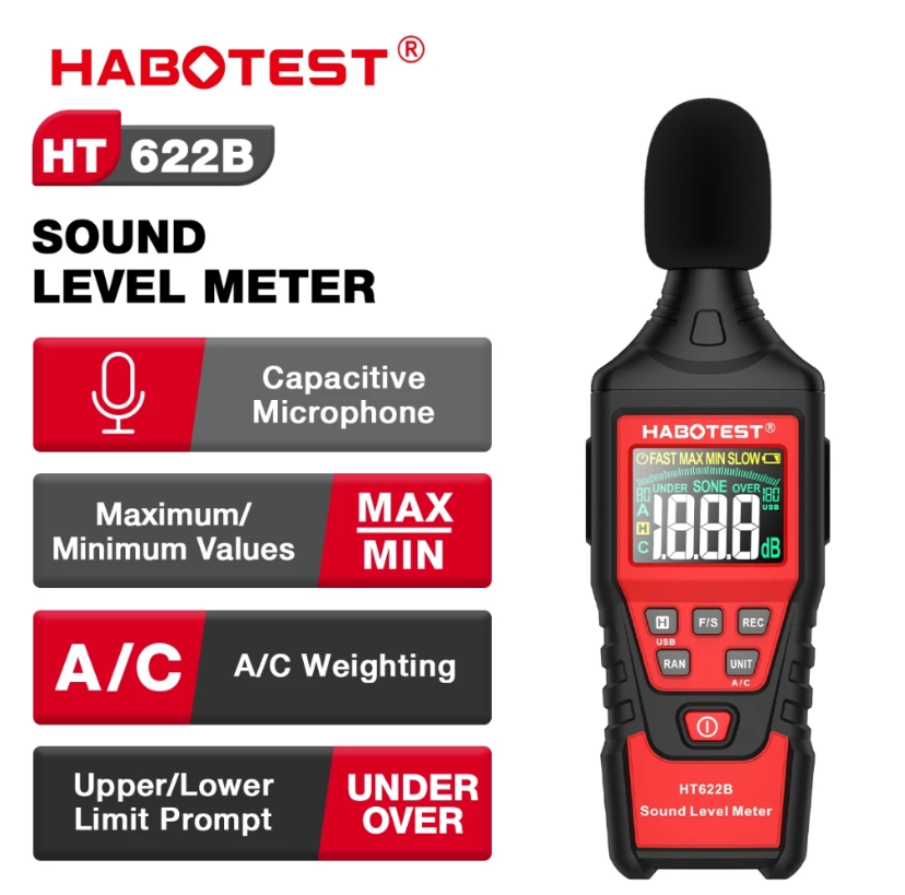 HABOTEST HT622 NOISE MEASURING DIGITAL SOUND LEVEL METER