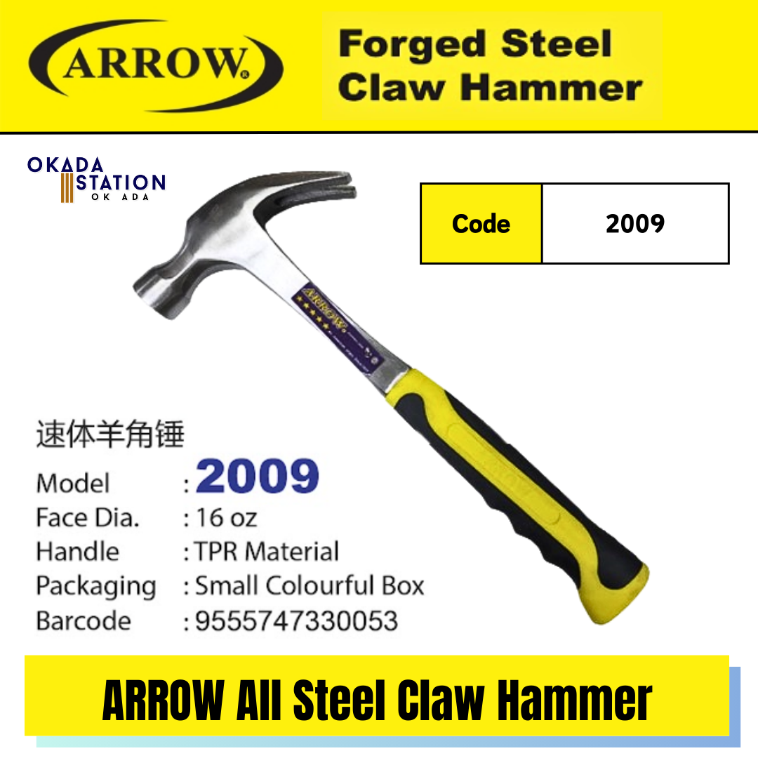 ARROW All Steel Claw Hammer With TPR Handle (2009) / ARROW Claw Hammer / All Steel Claw Hammer / Forged Steel Claw Hammer / Claw Hammer / Clawhammer / Hammer / Hand Tools / 16oz / 2009