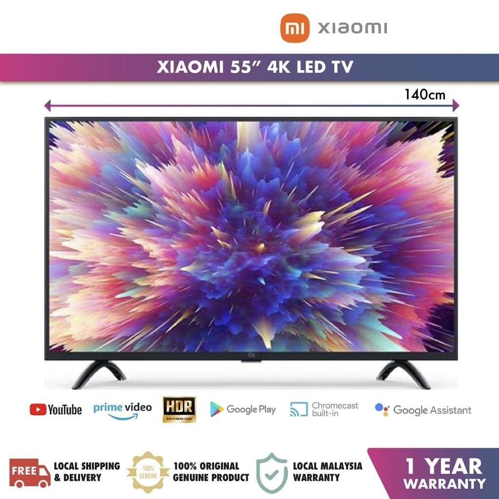 XIAOMI Mi LED 4K Android Smart TV UHD - English Version Television with Wifi Google Youtube (55"/2GB+8GB)