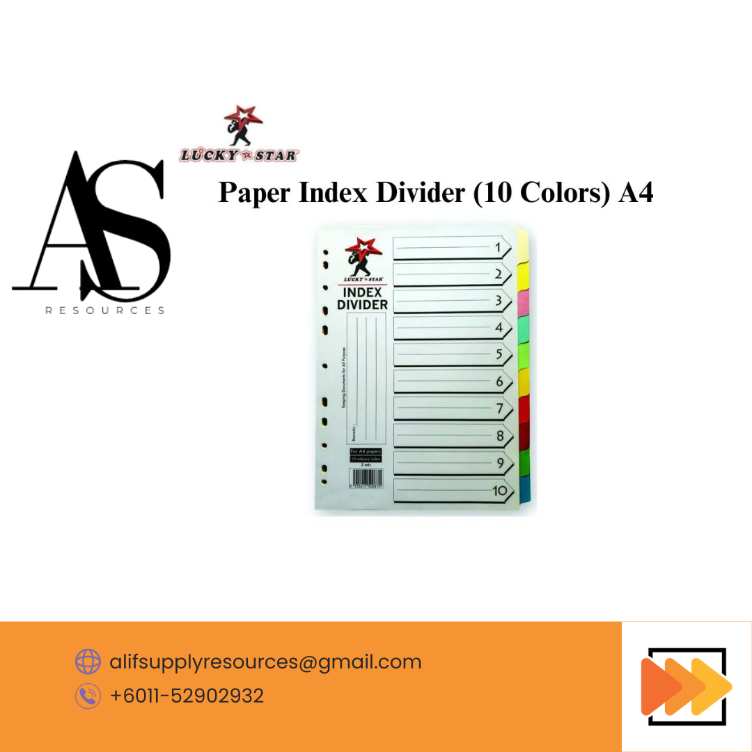 LUCKY STAR A4 INDEX DIVIDER 10 COLOURS