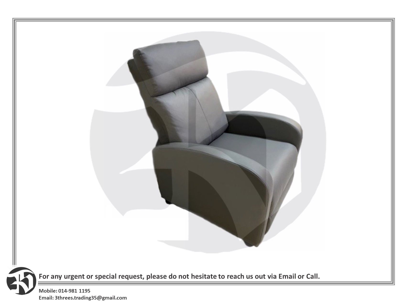Grey Recliner Leather Sofa