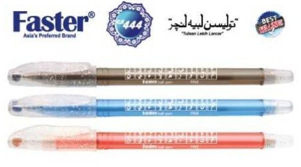 Faster CX-444 Fine Point Needle Tip Ball Pen (0.4mm) / Pena Mata Bola # 2 Jawi Design - Alphabets - Budayakan Tulisan Jawi # Ink Hitam / Biru / Merah # Tulisan Lancar # Ultra Smooth Writing # RS2322 ( KTT : 1 Kotak @ 60 Batang )