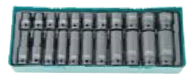 JONNESWAY 22PCS 1/2" DR. 6PT FLANK IMPACT SOCKET SET (MM)