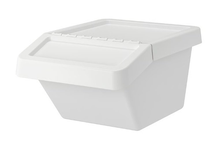 SORTERA Waste sorting bin with lid, white, 37 l