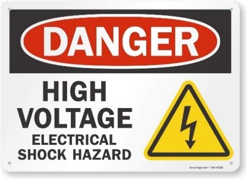 WARNING SAFETY SIGN "DANGER HIGH VOLTAGE_SIZE:9 ½” X 14” (LANDSCAPE)POLYCARBONATE