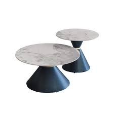 CRESTA COFFEE TABLE 2 IN 1 [D790 X H420 + D590 X H500 mm] (Porcelain Top)