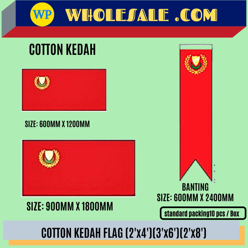 Kedah Flag / Flag / Kedah State Flag / Polymesh Cotton / 2'x4' / 3'x6' / 2'x8' / F1504-KD / F15060-KD / F15064-KD / Bendera Kedah / Bendera