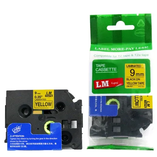 Brother Tape P-Touch Laminated 9mm TZe Black On Yellow compatible