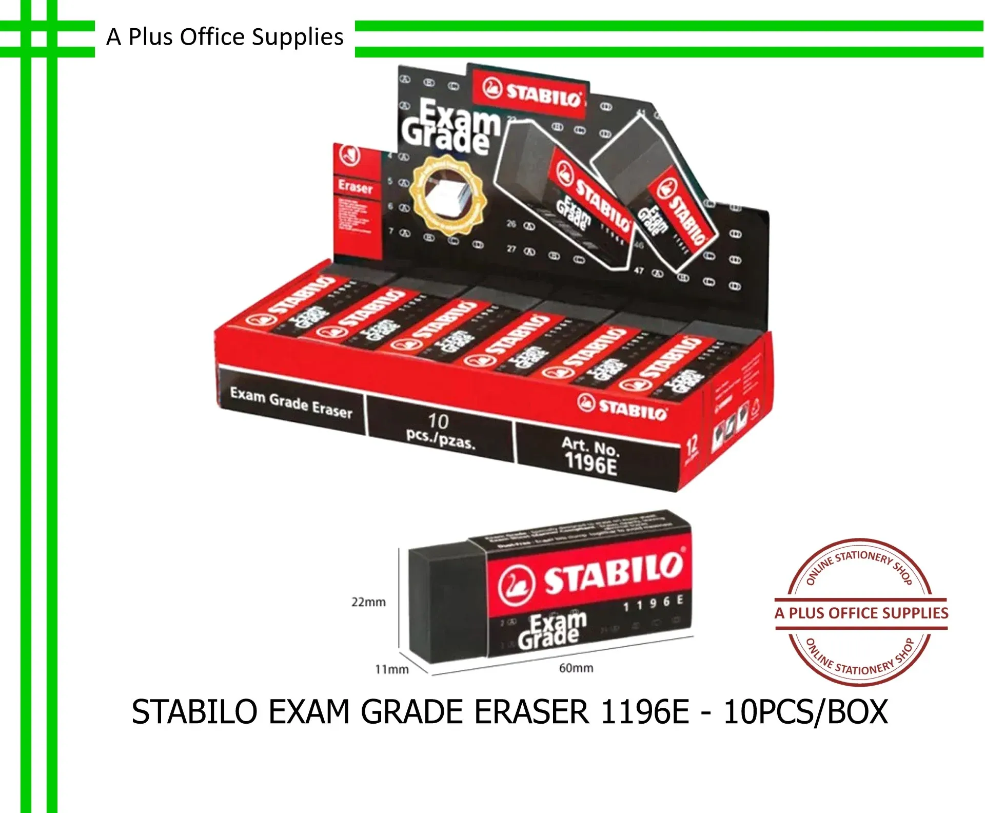STABILO Exam Grade Eraser 1196E / Pemadam - 10pcs/box