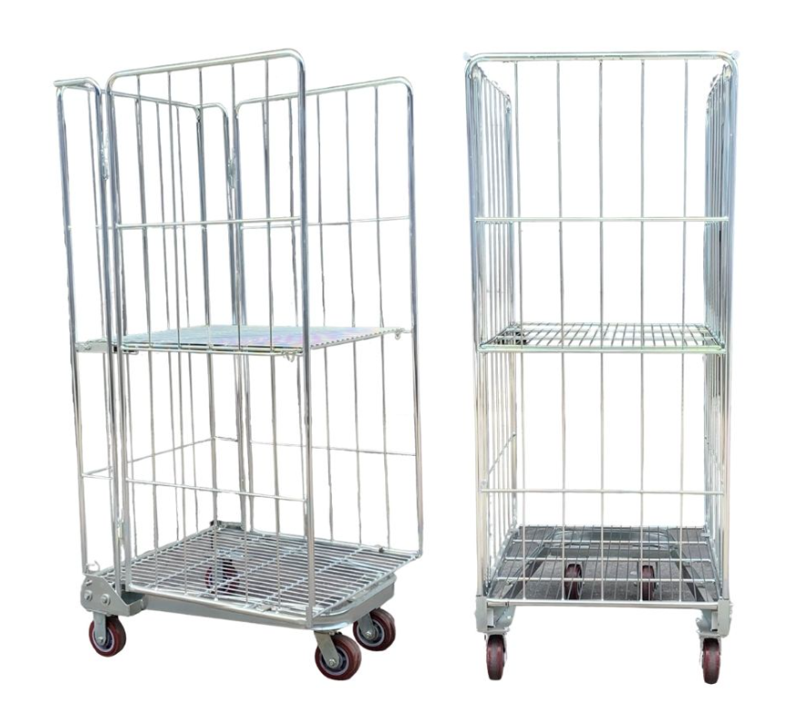 STOCKY FRAME ROLL CAGES WITH DIVIDER UP TO 500KG PU CASTOR