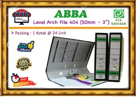 ABBA Lever Arch File 404 - 50mm (3 inci) / Dokumen Fail Hitam / Silver Arch File # ABBA Arch File # Fail Keras Hitam # Option File # Buatan Malaysia # RP0323 ( KTT : 1 Kotak @ 24 unit )