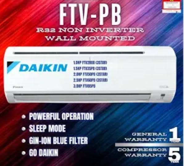 Pemasangan dan pendawaian Air Cond wall mounted Daikin 1.0 HP non inverter model FTV 28PBV1 (indoor) / RV 28PBV1M (outdoor)