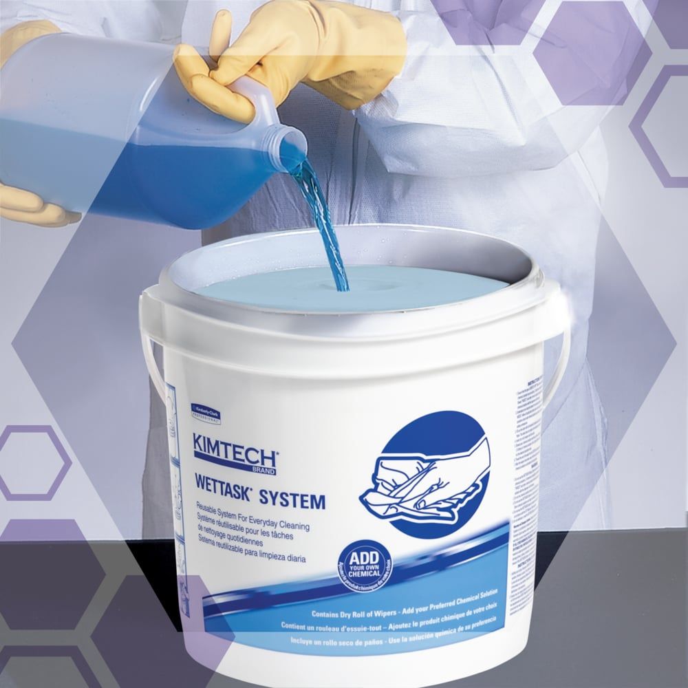 KIMTECH庐 WETTASK庐 Wipers (6411), Dry Cleaning Wipers, 6 Rolls / case, 140 White Wipers / Roll (840 Wipers Total) + 1 bucket