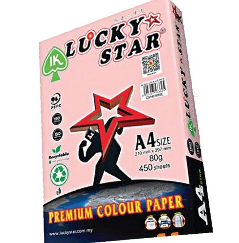 LUCKY STAR COLOUR PAPER A4 80GSM CS140 ROSE 450 SHEET