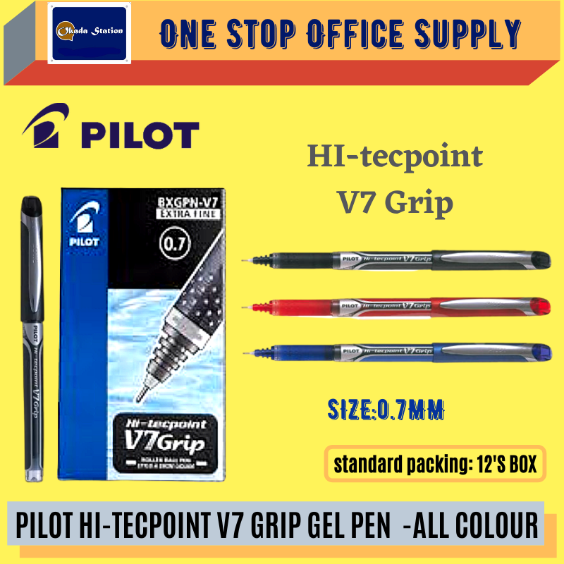 PILOT HI-TECPOINT V7 GRIP GEL PEN -ALL COLOUR / Pilot / HI-Tecpoint / V7 Grip / Gel Pen / 0.7mm / Pilot Hi-Tecpoint Gel Pen #black #blue #red
