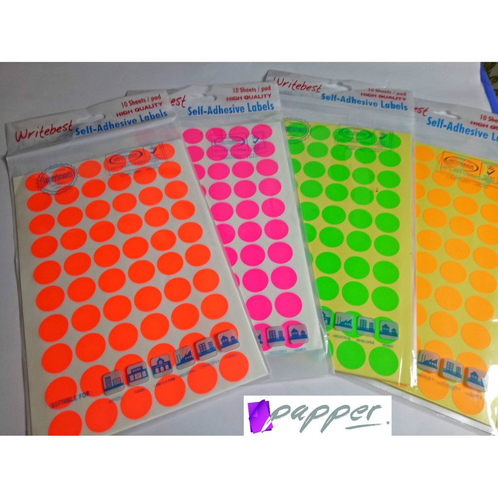 self adhesive sticker - colour (various sizes)