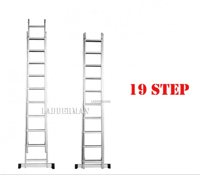 19 STEPS ALUMINIUM DOUBLE EXTENSION LADDER