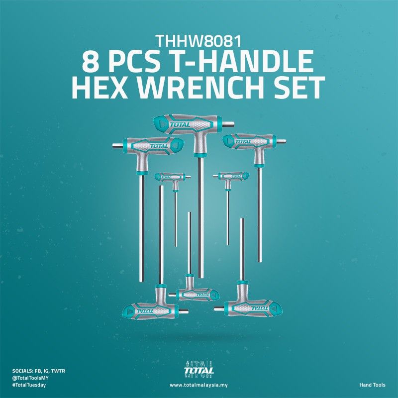 TOTAL T-HANDLE HEX WRENCH SET (8 PCS) THHW8081