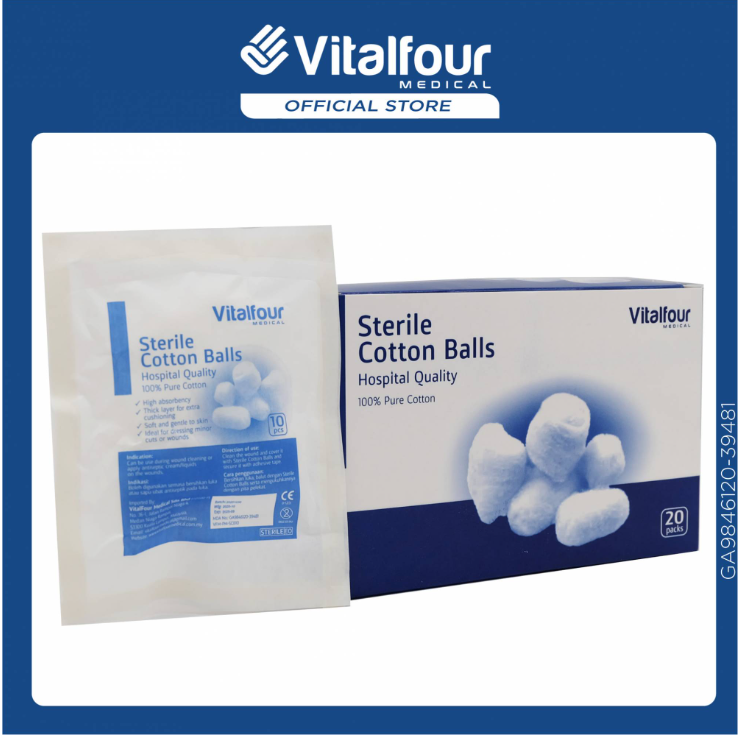 VITALFOUR STERILE COTTON BALL (10PCS/PACK) - 1PACK