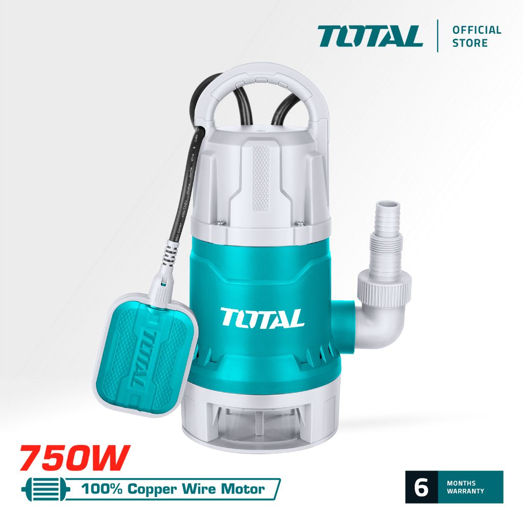 TOTAL SUBMERSIBLE SEWAGE WATER PUMP FOR DIRTY WATER WITH FLOAT SWITCH & CABLE (MAX HEAD 8M/750W/1HP) TWP87506