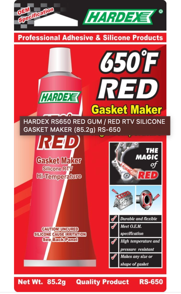 HARDEX RS650 RED GUM / RED RTV SILICONE GASKET MAKER (85.2g) RS-650