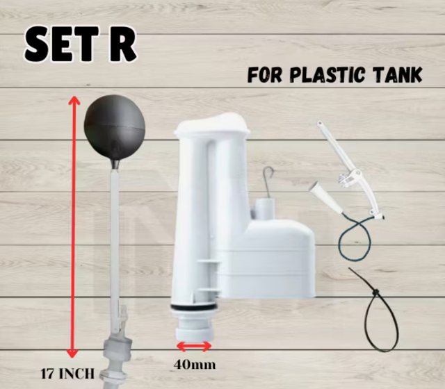 High Level Plastic Tank | Full Set Toilet Water Tank Valve Toilet Water Tank Flush Outlet Inlet Valve Pump Cister (SET R)