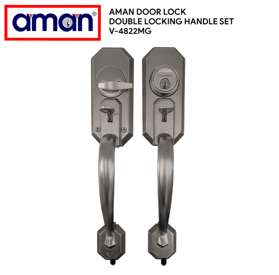 AMAN DOUBLE LOCKING HANDLESET ENTRANCE LOCKSET V-4822MG